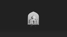 这张黑白泰姬陵照片以暗色拱门为框，突出了它的美丽