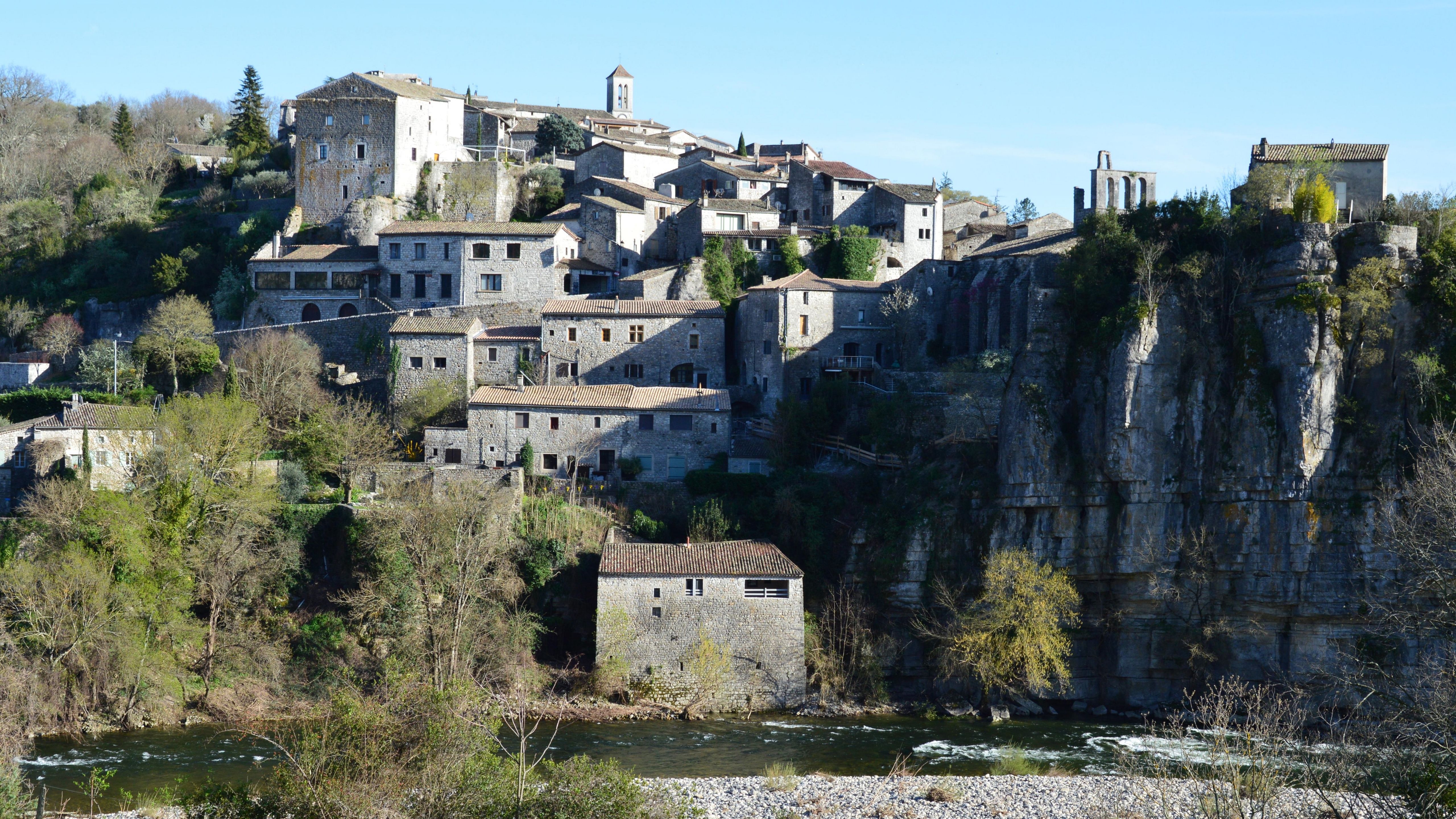 Explore the picturesque medieval architecture of Balazuc village in Auvergne-Rhône-Alpes, France.