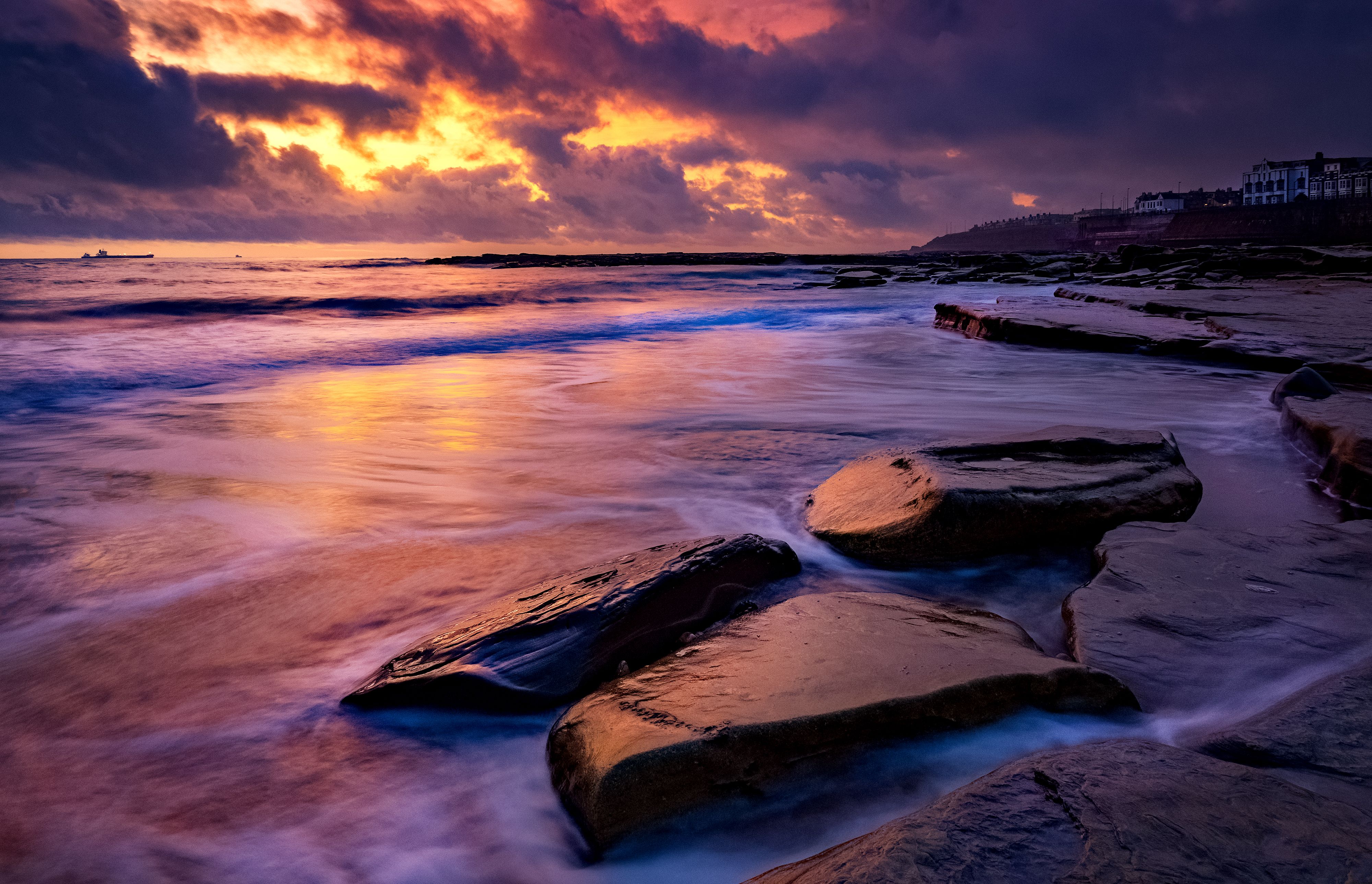 Rocks on Seashore at Sunset · Free Stock Photo