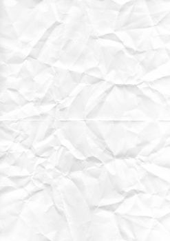 Close-up shot of wrinkled white paper texture, perfect for backgrounds and design uses.