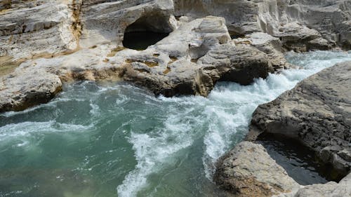 Free Discover the stunning river and rock formations in La Roque-sur-Cèze, France. Stock Photo