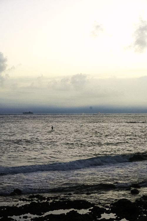 Free Scenic view of paddleboarding at Salvador's coast during a tranquil summer day. Stock Photo
