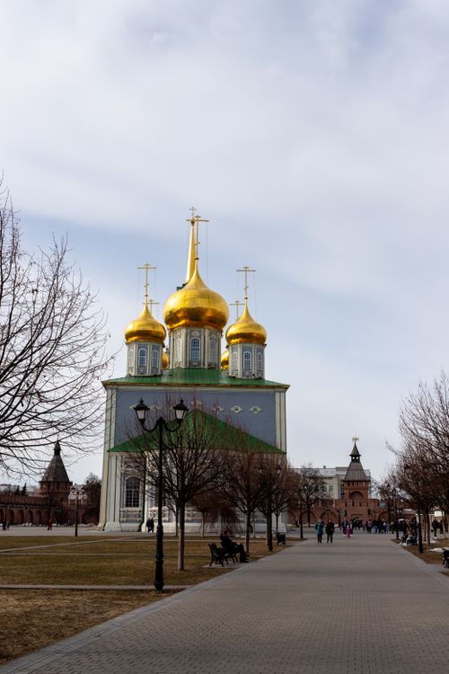 Free Stunning view of an Orthodox cathedral with iconic golden domes, perfect for travel and architecture enthusiasts. Stock Photo
