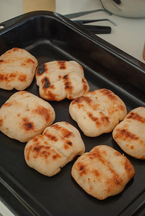 A pan with some bread on it