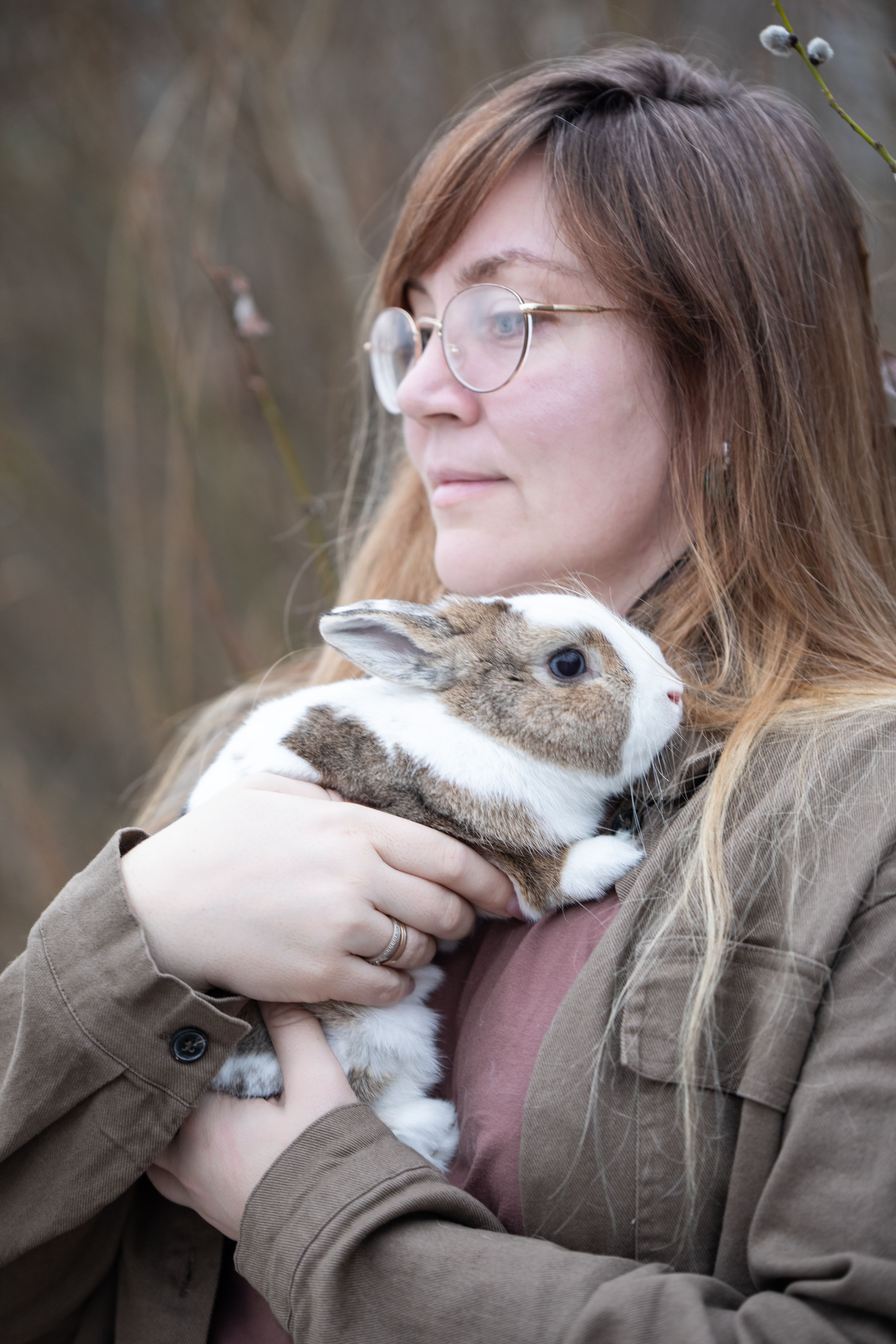Portrait of a Woman with a Rabbit · Free Stock Photo