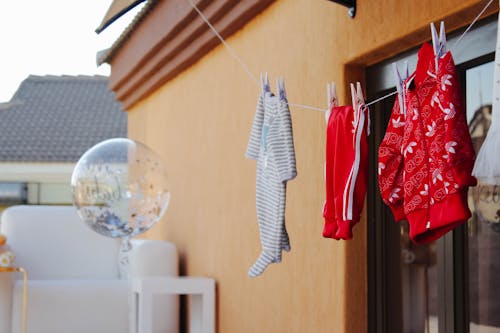 Clothes Hanged on String Outdoor