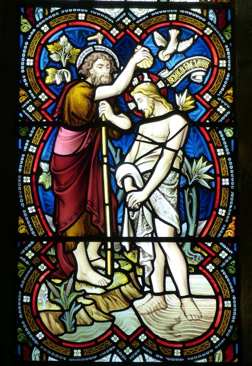 Free Baptism of Jesus Christ Stained Glass Stock Photo