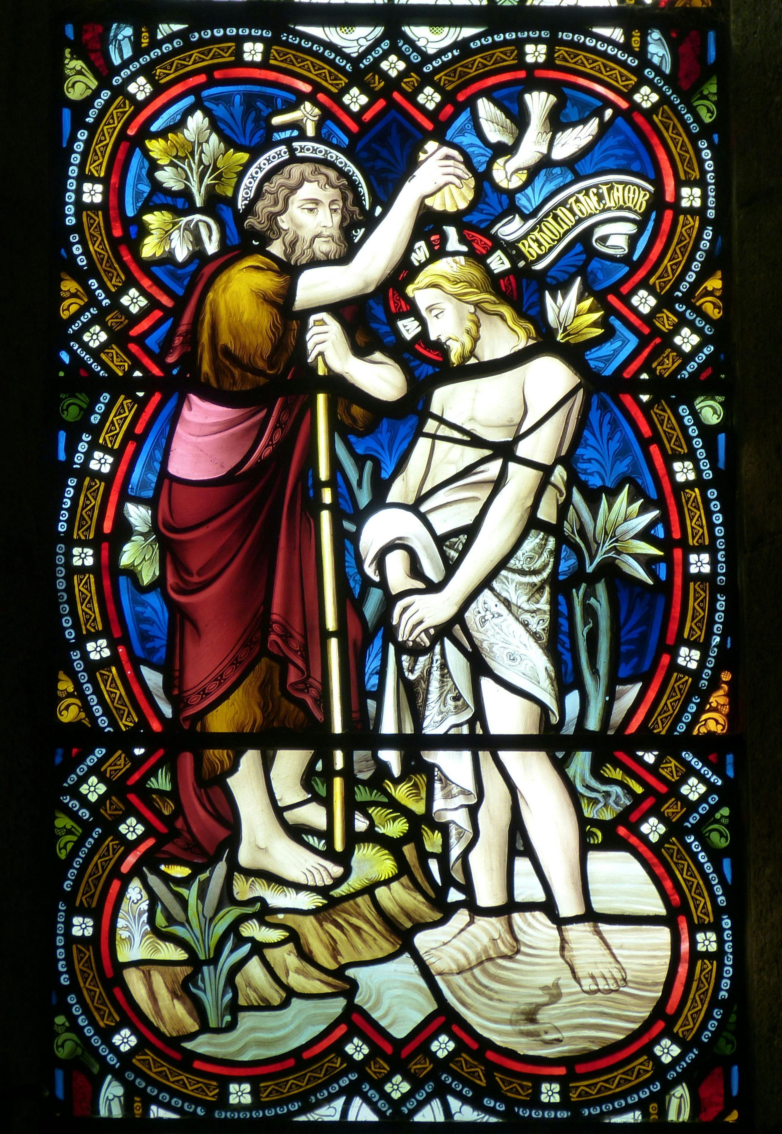 Baptism Of Jesus Christ Stained Glass Free Stock Photo