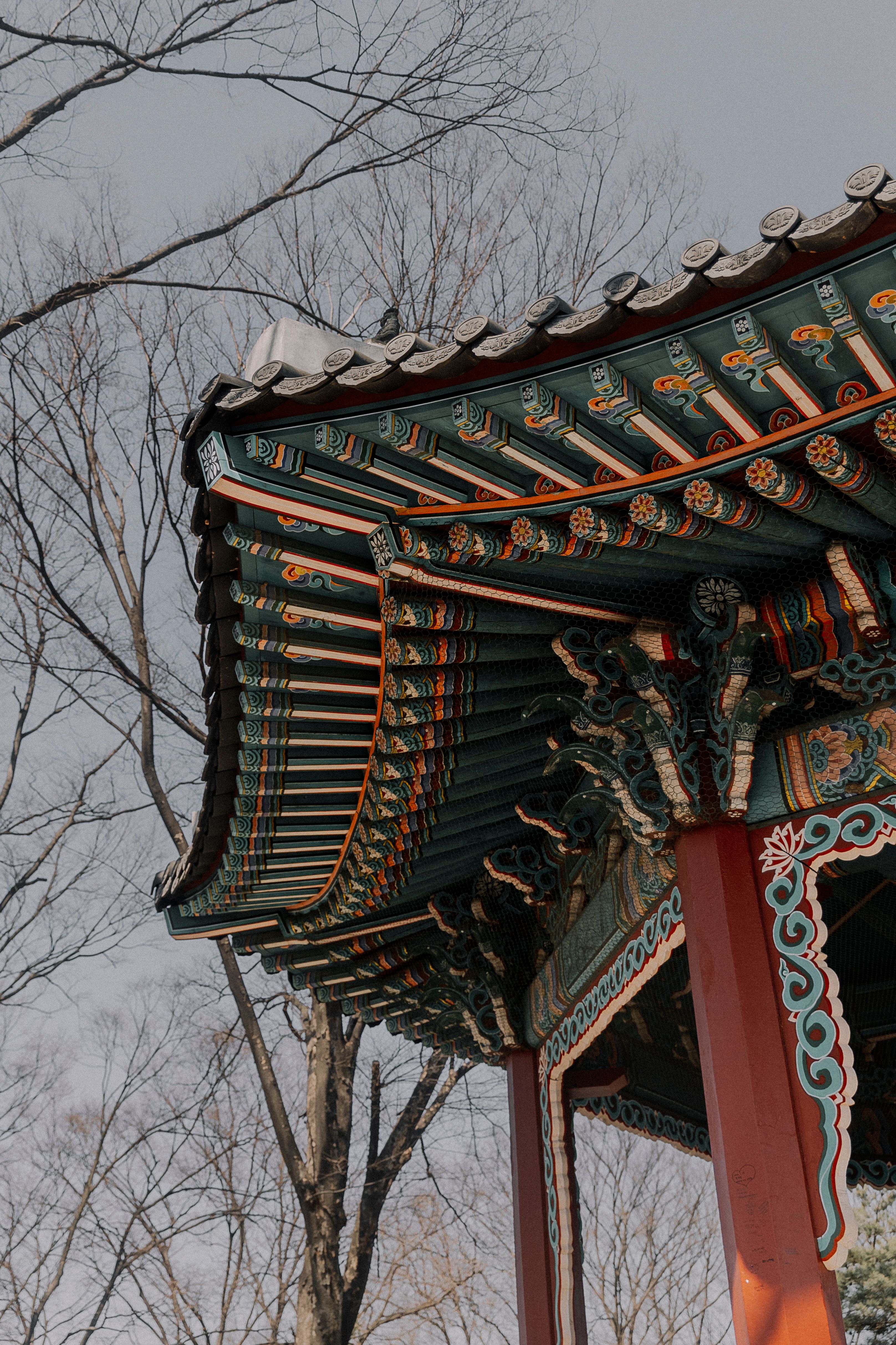 Elaborate Ornate Roof of the Pavilion in Changdeokgung Secret Garden ...