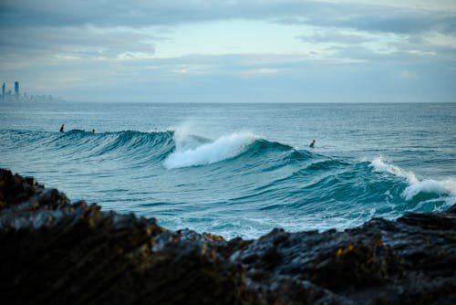 Waves by the Rocky Beach 