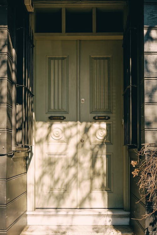 Free White Double Wooden Doors Stock Photo