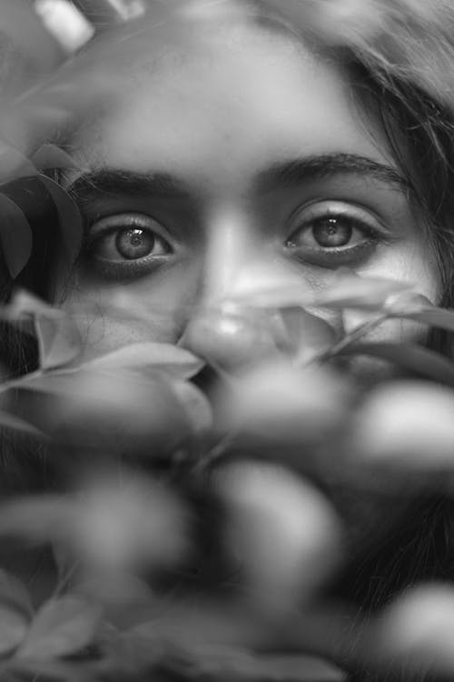 Monochrome Photo Of Girl's Eyes