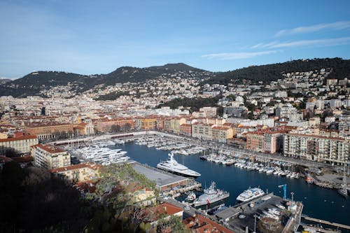 A view of the harbor in nice, france