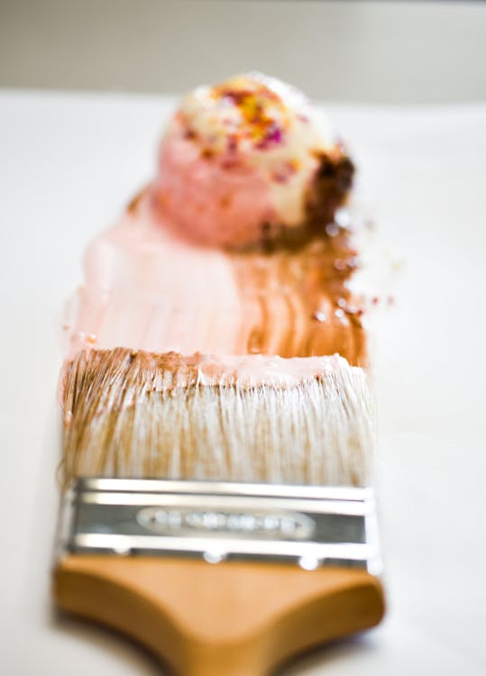 Paintbrush Near Scoop of Icecream