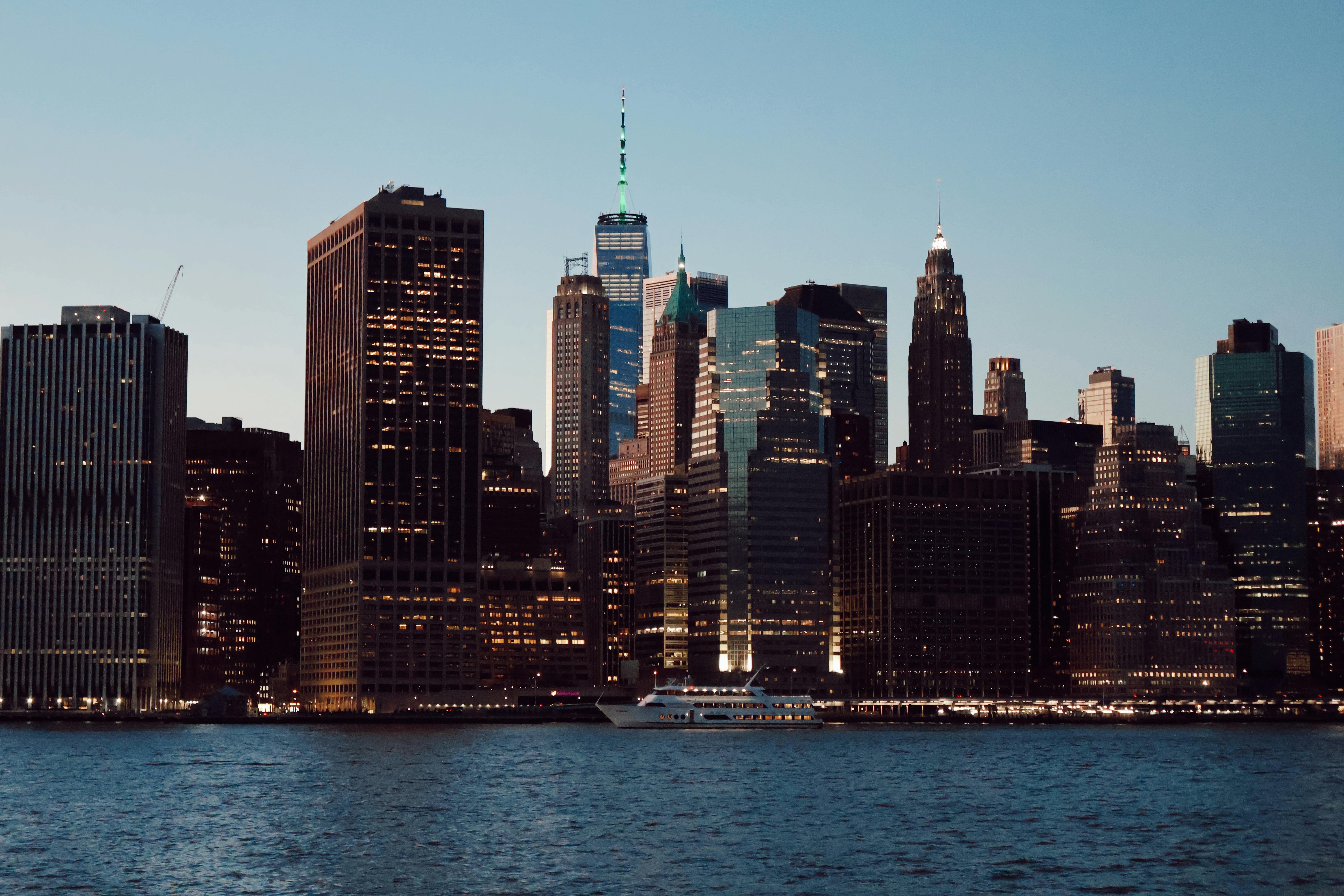 manhattan skyline at sunset new york usa