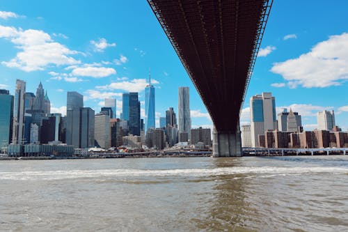 A view of the city from under the brooklyn bridge