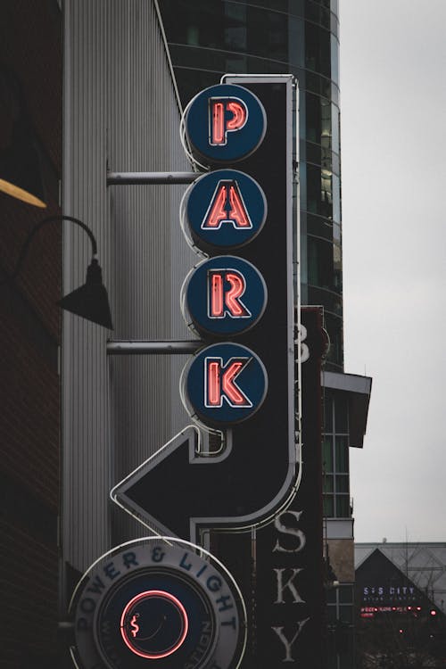 Red and Blue Park Signage