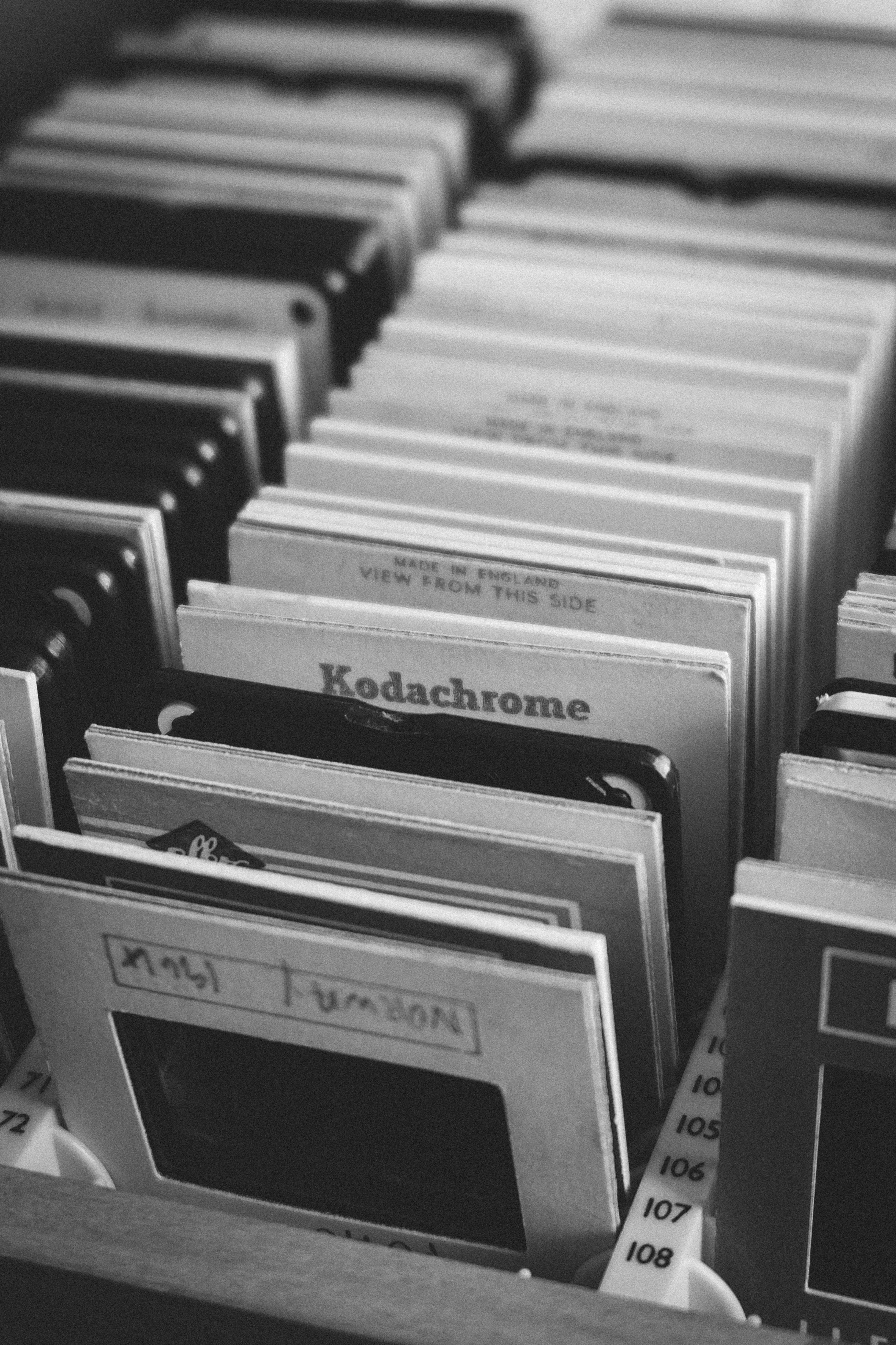 Kodachrome slides held to the light