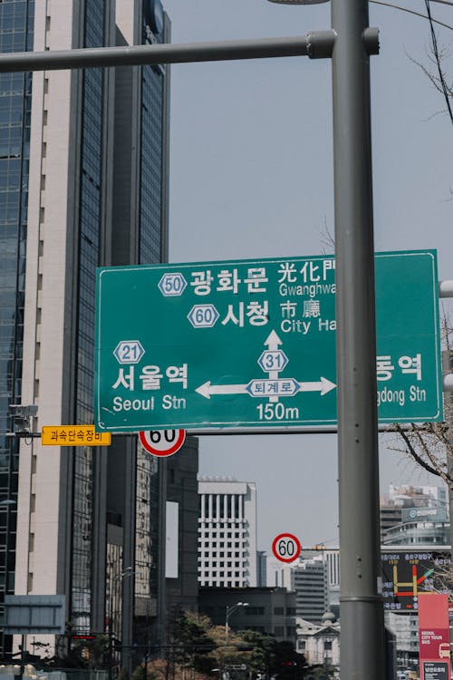 A street sign with many different languages on it