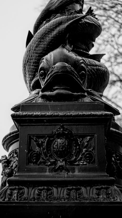 Fish Statue in Black and White 