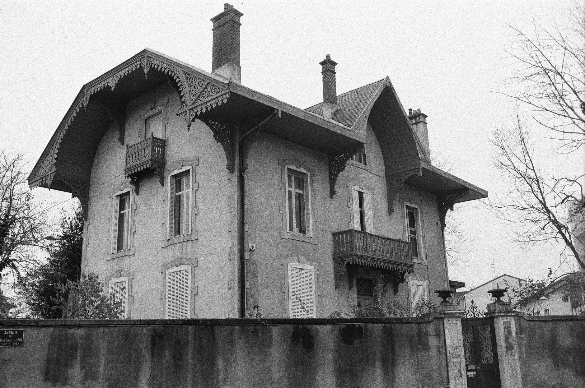 Charming vintage black and white photo of a historic house in Nancy, France.