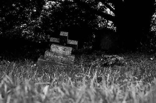 Ilmainen kuvapankkikuva tunnisteilla hautakivi, hautausmaa, mustavalkoinen