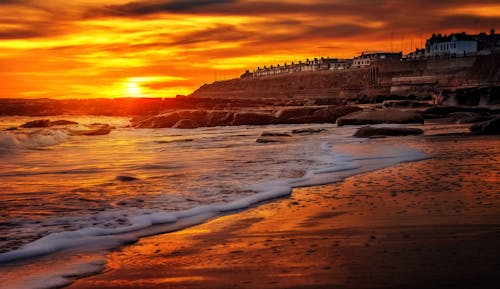 Foto d'estoc gratuïta de acomiadar-se, cel espectacular, davant del mar