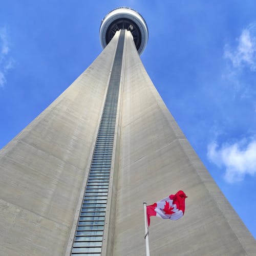 Free stock photo of canada, cn tower, flag