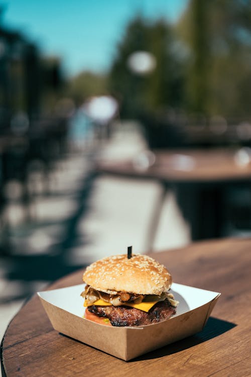 Foto profissional grátis de arca, cheeseburger, foco seletivo