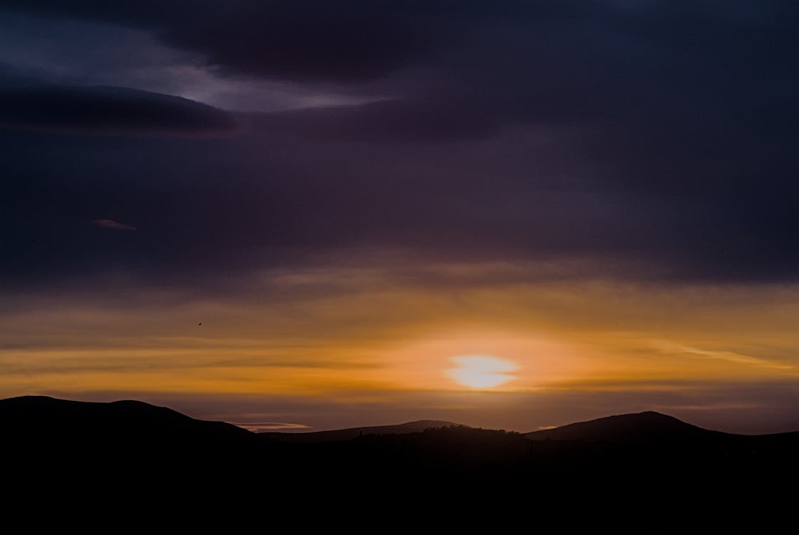 Outline of Mountains at Sunset