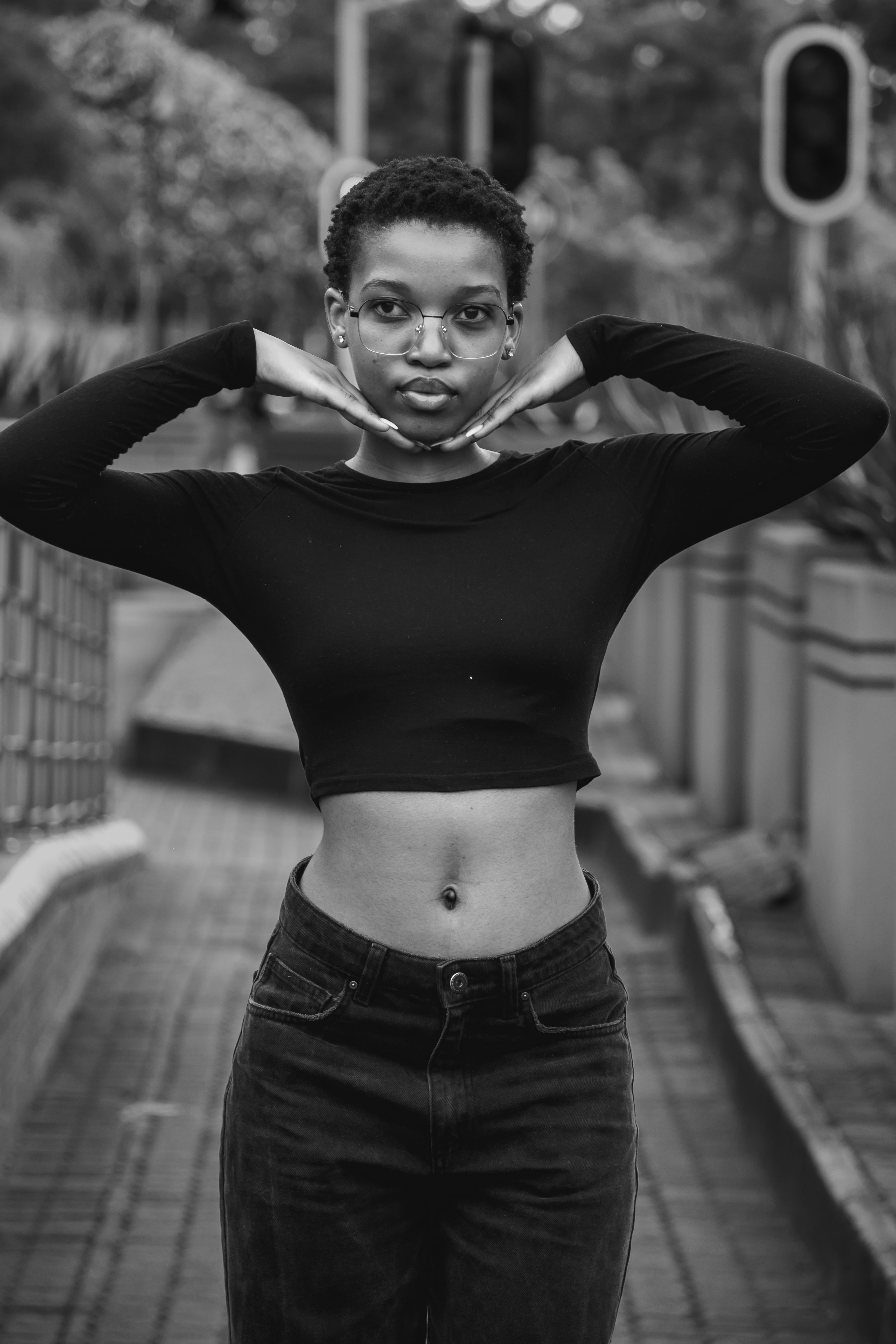 Teenage Model in Cropped Sweater ·