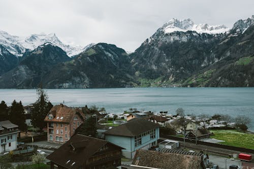 Gratis lagerfoto af bjerge, bygninger, droneoptagelse