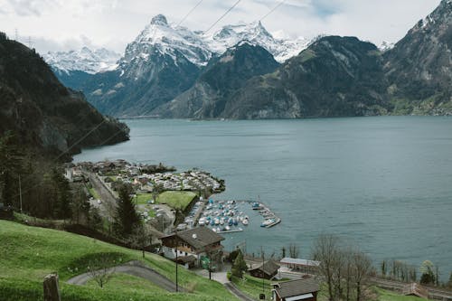 Village by Lake Lucerne in Switzerland 