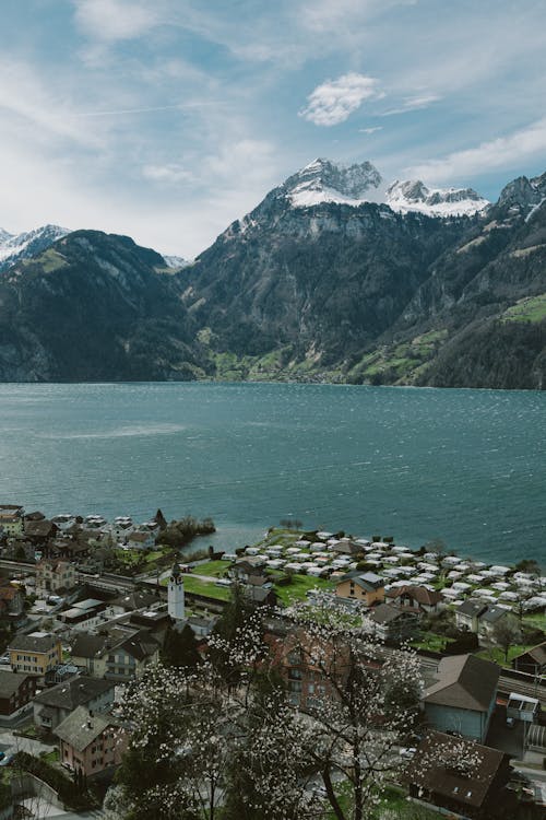 Village and Lake Lucerne in Switzerland