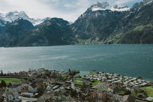 Lake Lucerne and Village in Switzerland