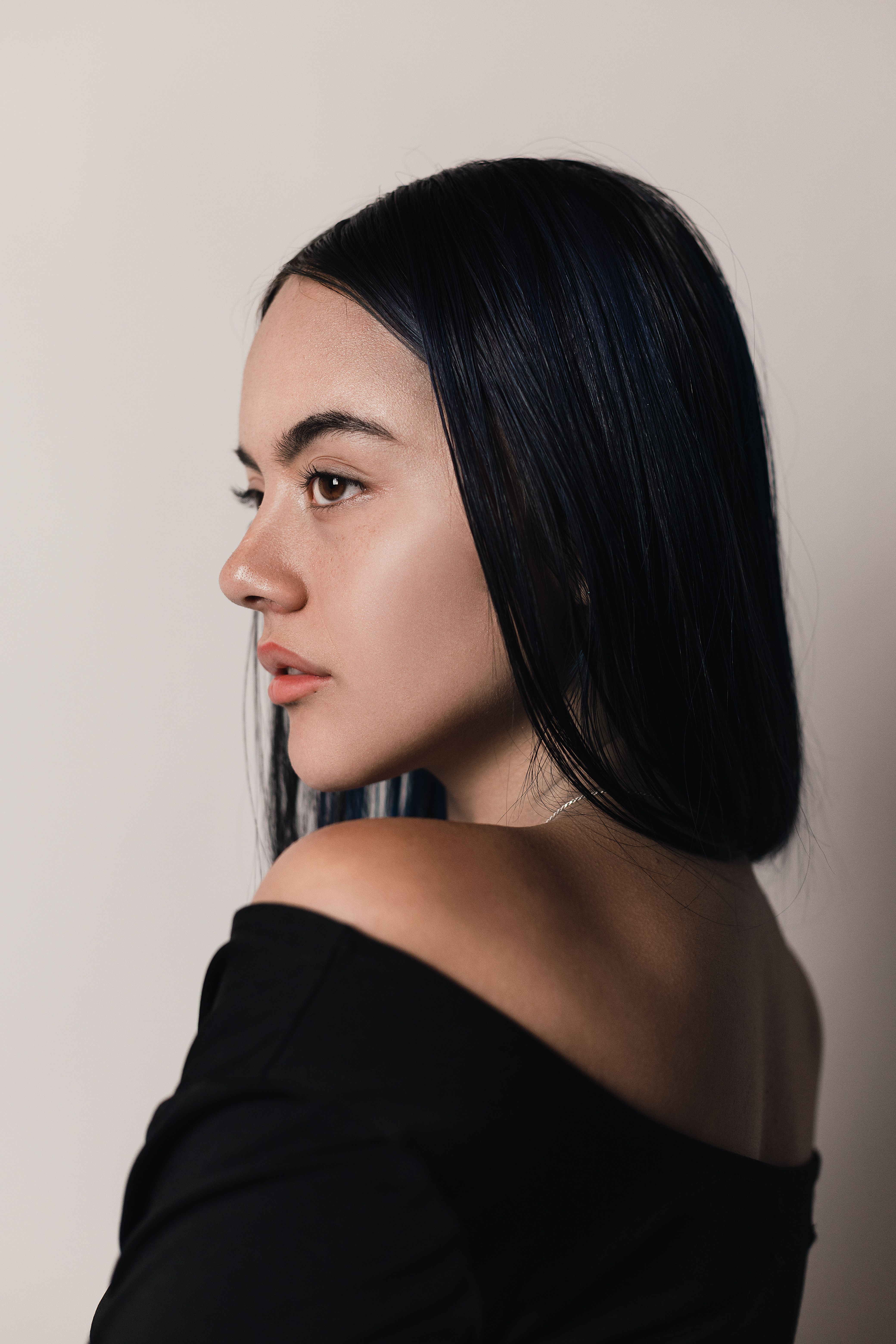 Portrait of Woman with Black Hair · Free Stock Photo