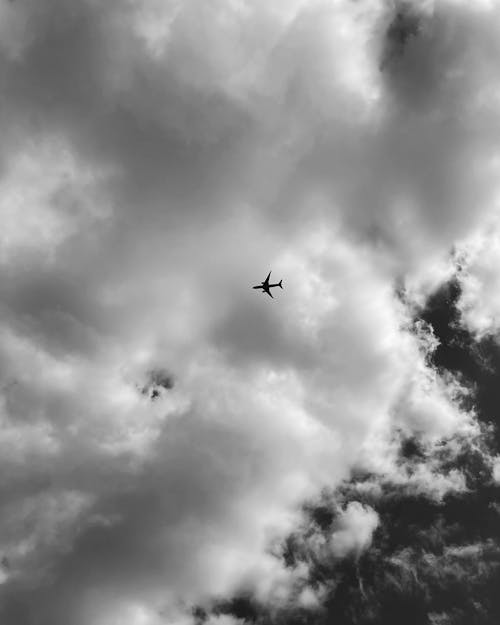 Foto d'estoc gratuïta de avió, blanc i negre, cel