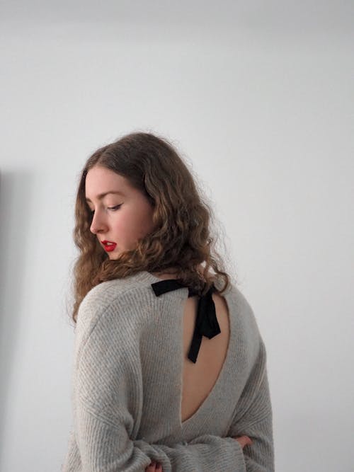 Back View of Woman in Sweater