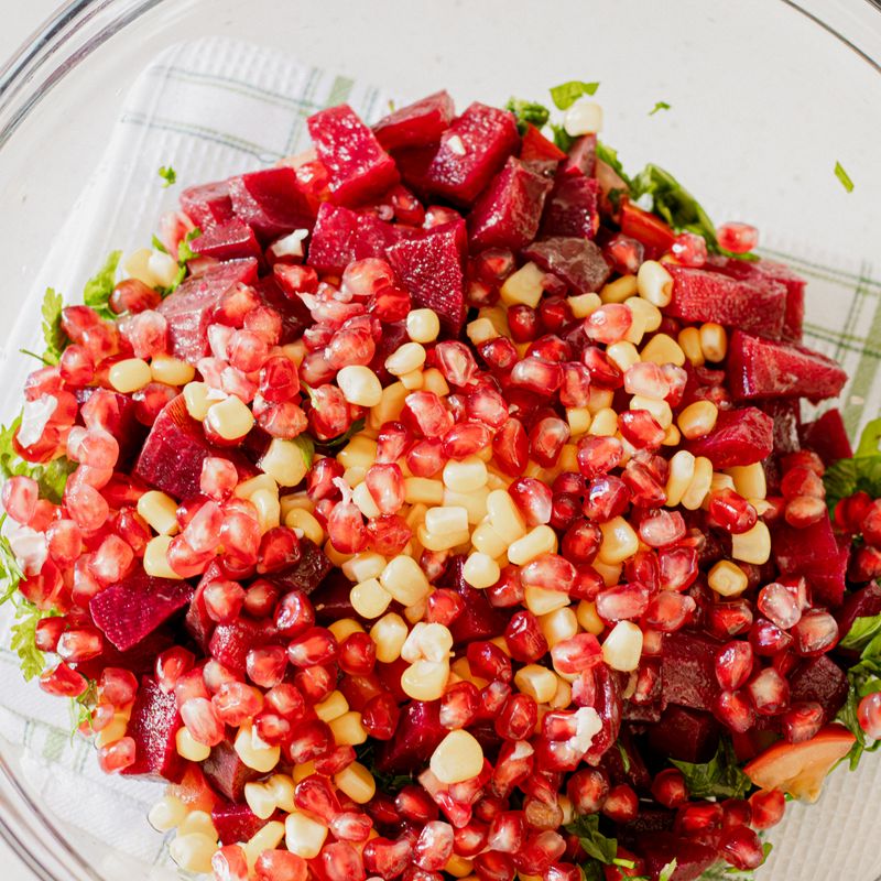 Israeli Pomegranate and Persimmon Salad with Tahini Drizzle