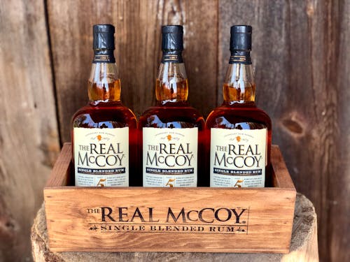 The real mccoy bourbon in a wooden crate