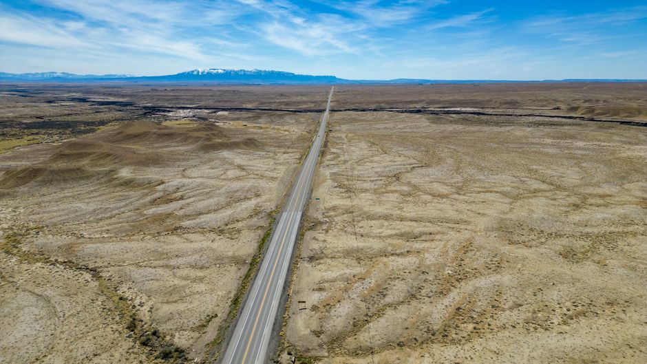 Aerial view of American highway stretching across the country