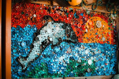 Free stock photo of art, bottle caps, dolphin