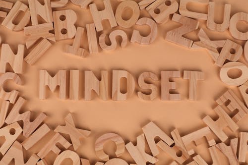 The word mindset surrounded by wooden letters