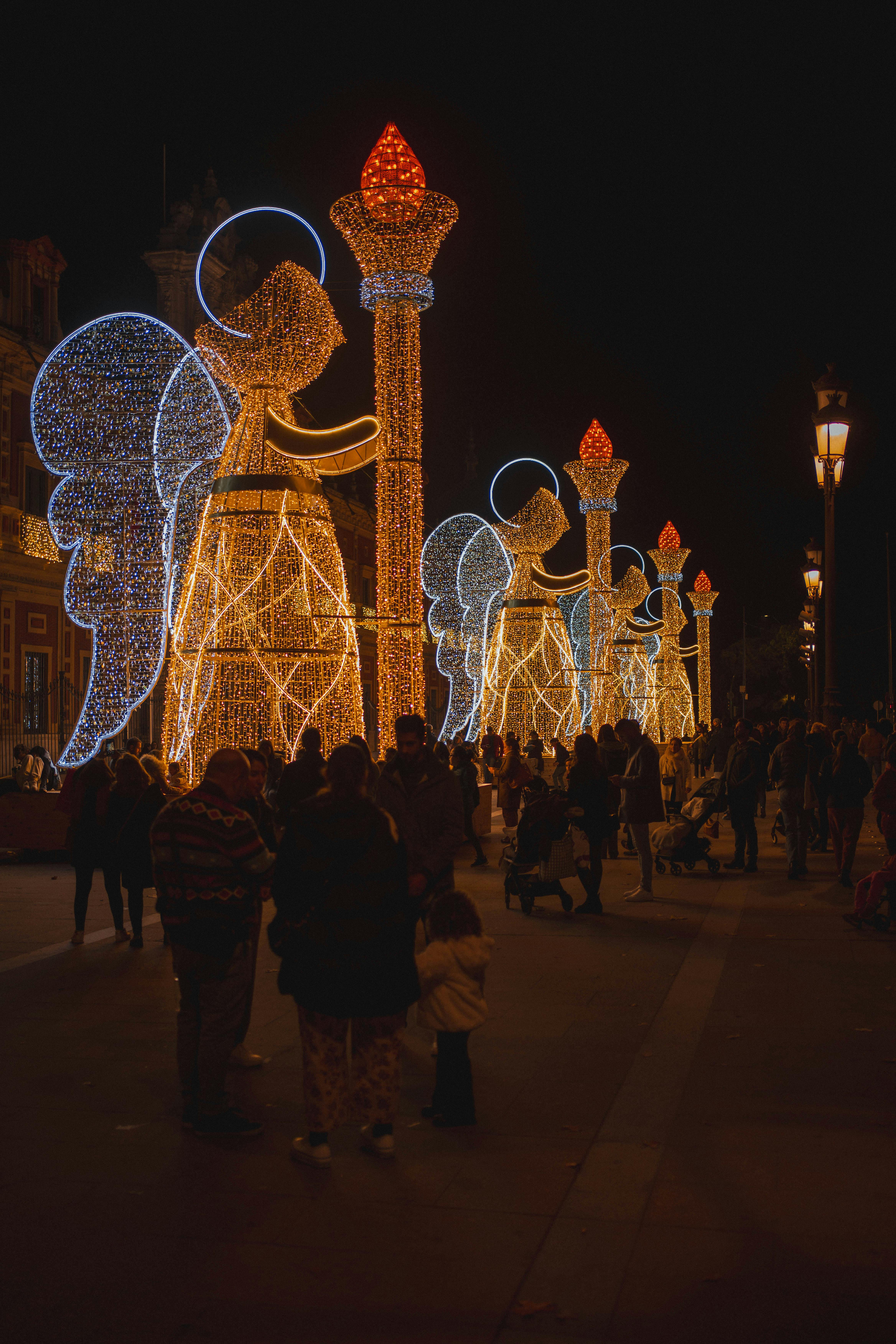 illuminated christmas decoration on a street