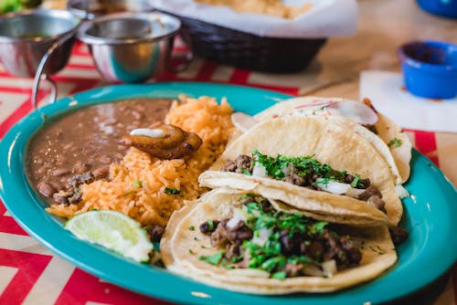 Close-Up Photo of Rice and Tacos