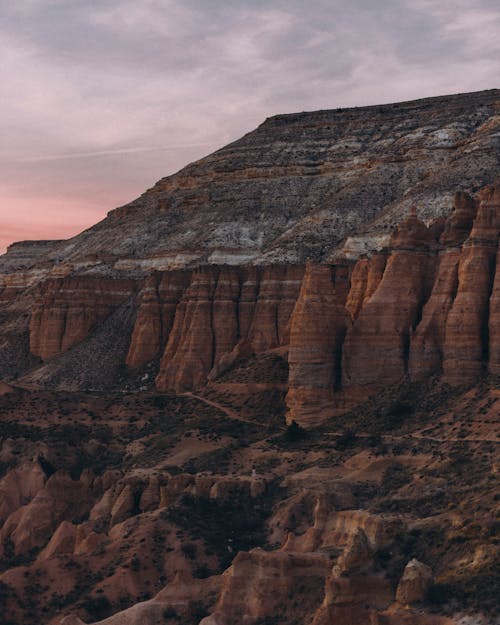 View of a Cliff in a Canyon at Sunset