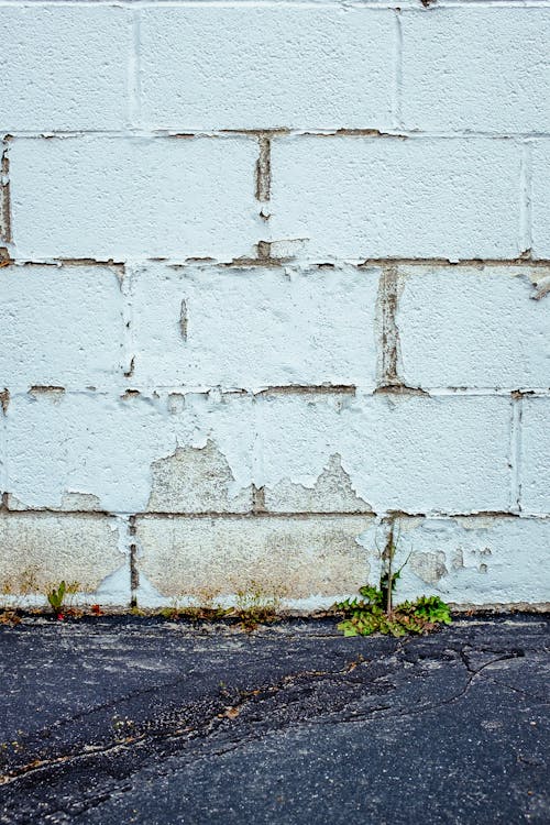 A white wall with a crack in it
