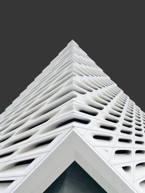 A white building with a geometric design