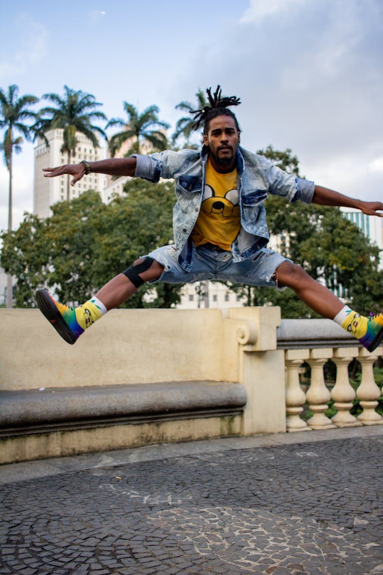 Man Jumping Outdoors