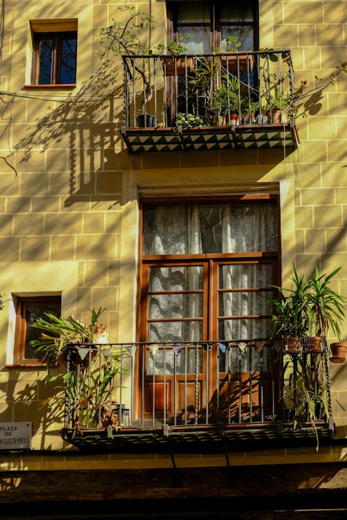 A balcony with plants and a balcony with a balcony